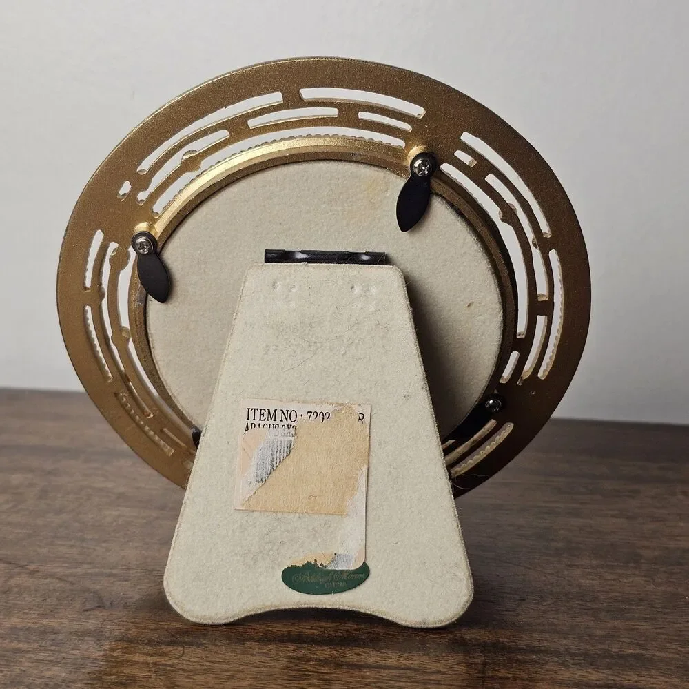 Vintage Ashleigh Manor Round Gold Tone Enamel & Rhinestone Picture Frame